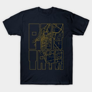 Pattaya, Thailand City Map Typography - Gold Art Deco T-Shirt